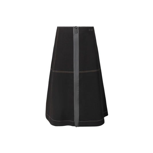 Top Stitch Zipper Skirt