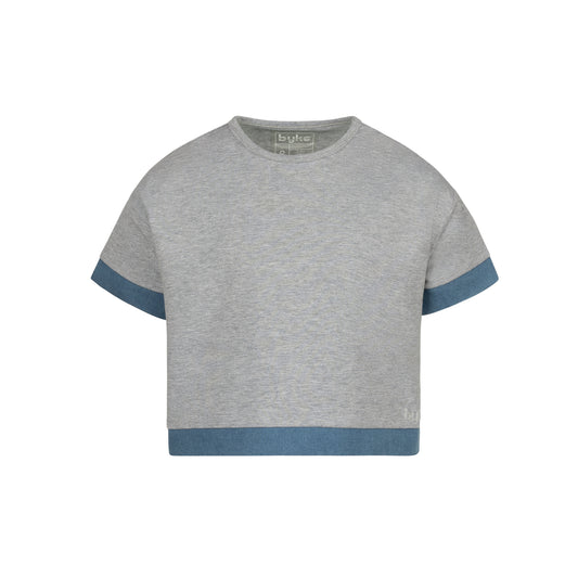 CROPPED DENIM FRINGE TEE