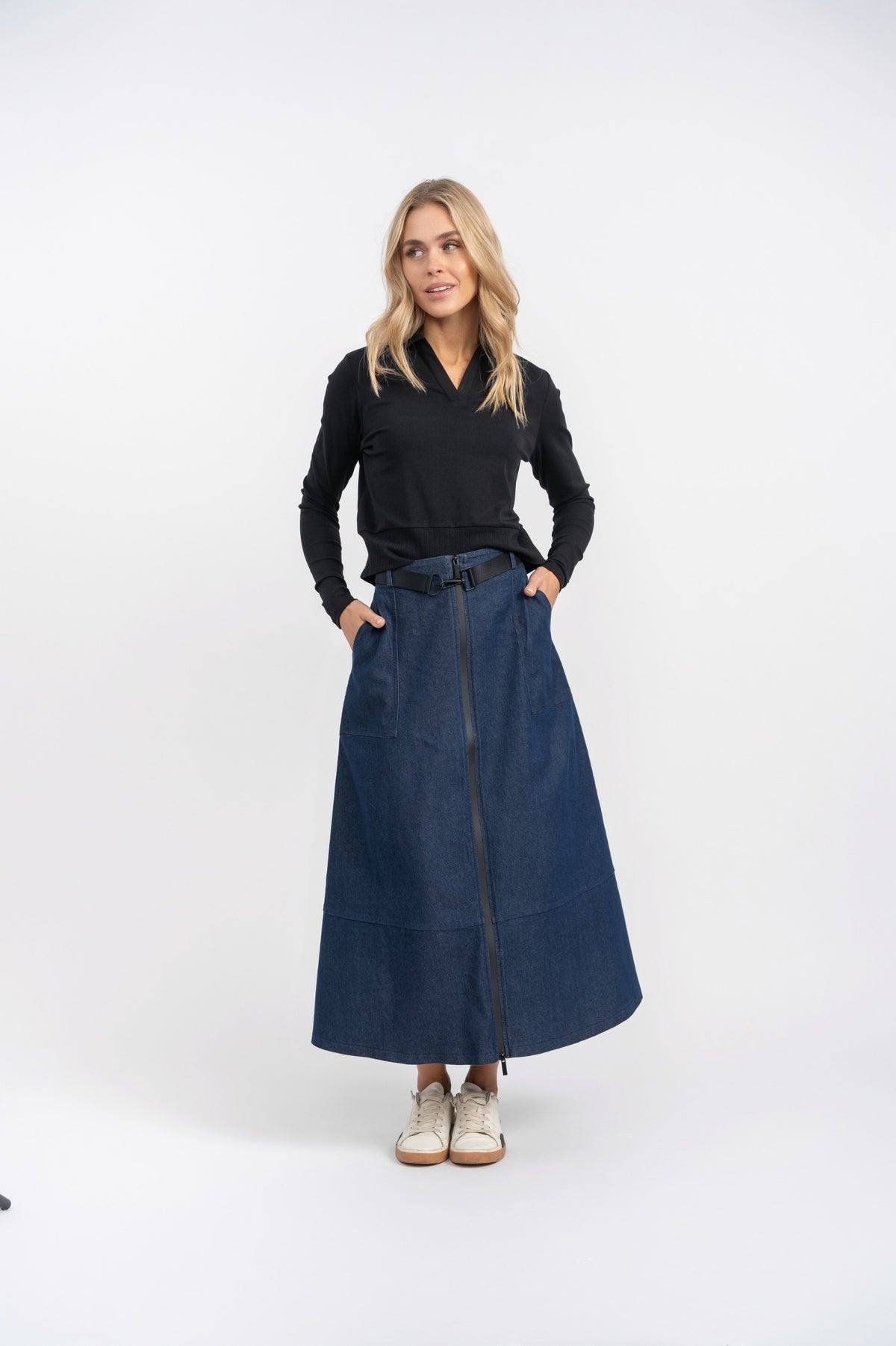 Denim Zip Skirt