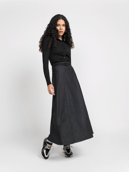 Denim Skirt With Piping Detail – BYKE