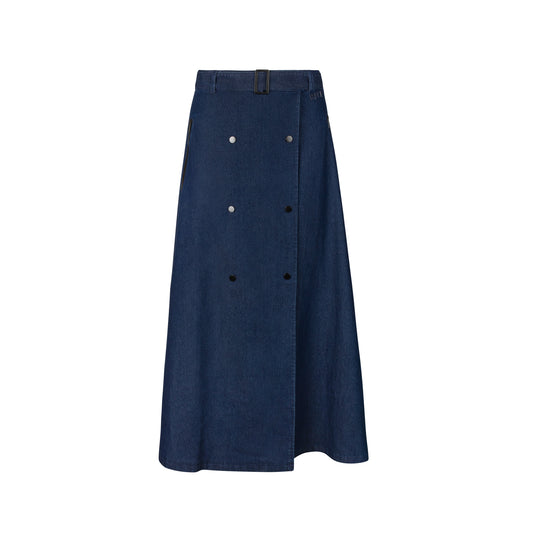 Double Breasted Denim Skirt
