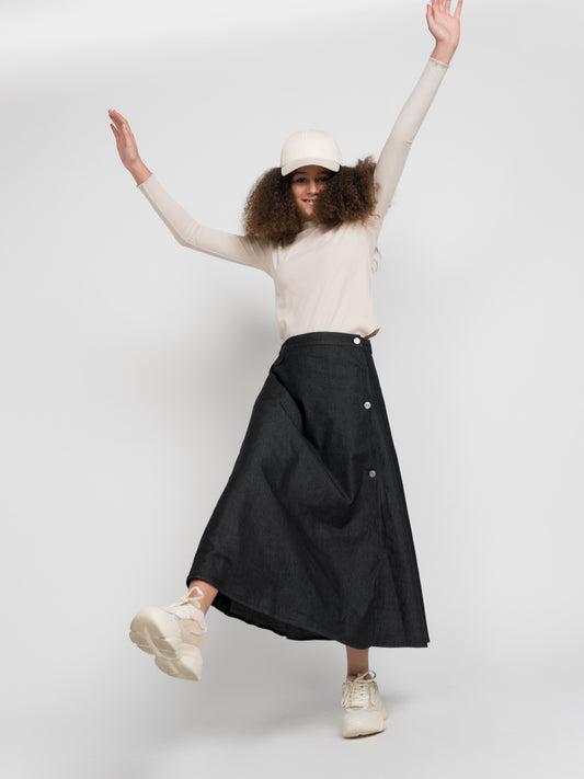 DENIM WRAP SKIRT